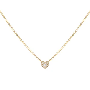 Pavé Tiny Diamond Heart Necklace 14K
