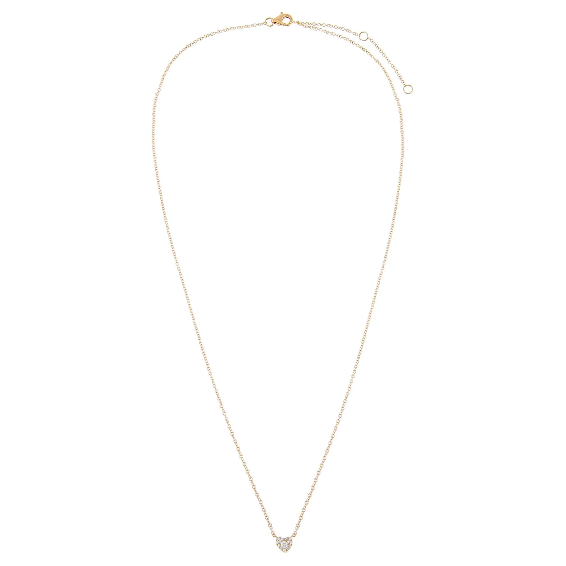 Pavé Tiny Diamond Heart Necklace 14K