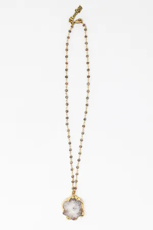 Peach Moonstone Druzy Quartz Necklace