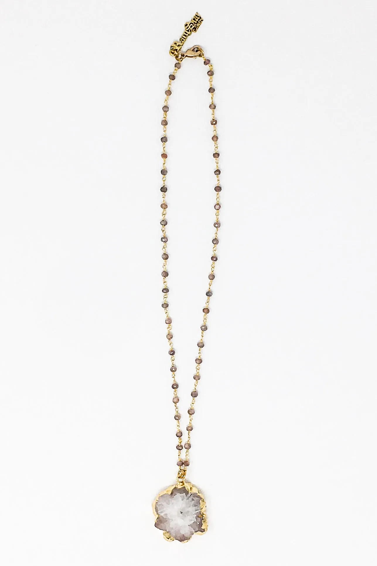 Peach Moonstone Druzy Quartz Necklace