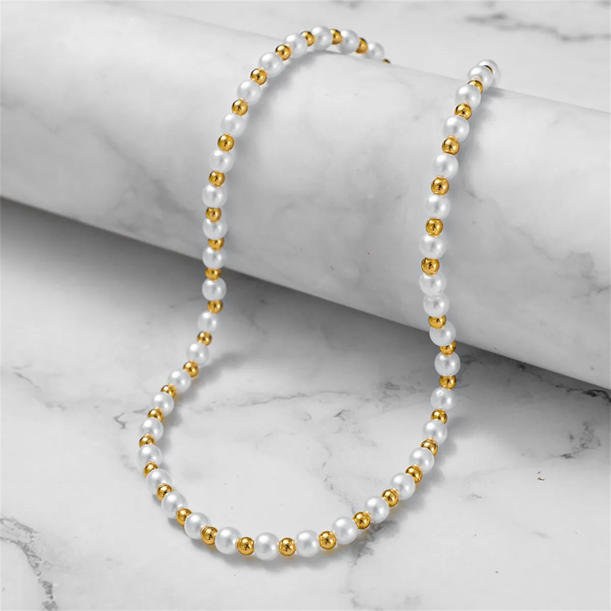 Pearl & 18K Gold-Plated Station Beaded Necklace