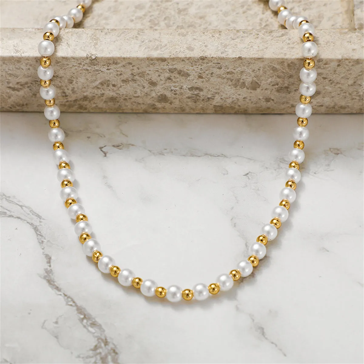 Pearl & 18K Gold-Plated Station Beaded Necklace