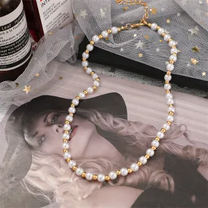 Pearl & 18K Gold-Plated Station Beaded Necklace
