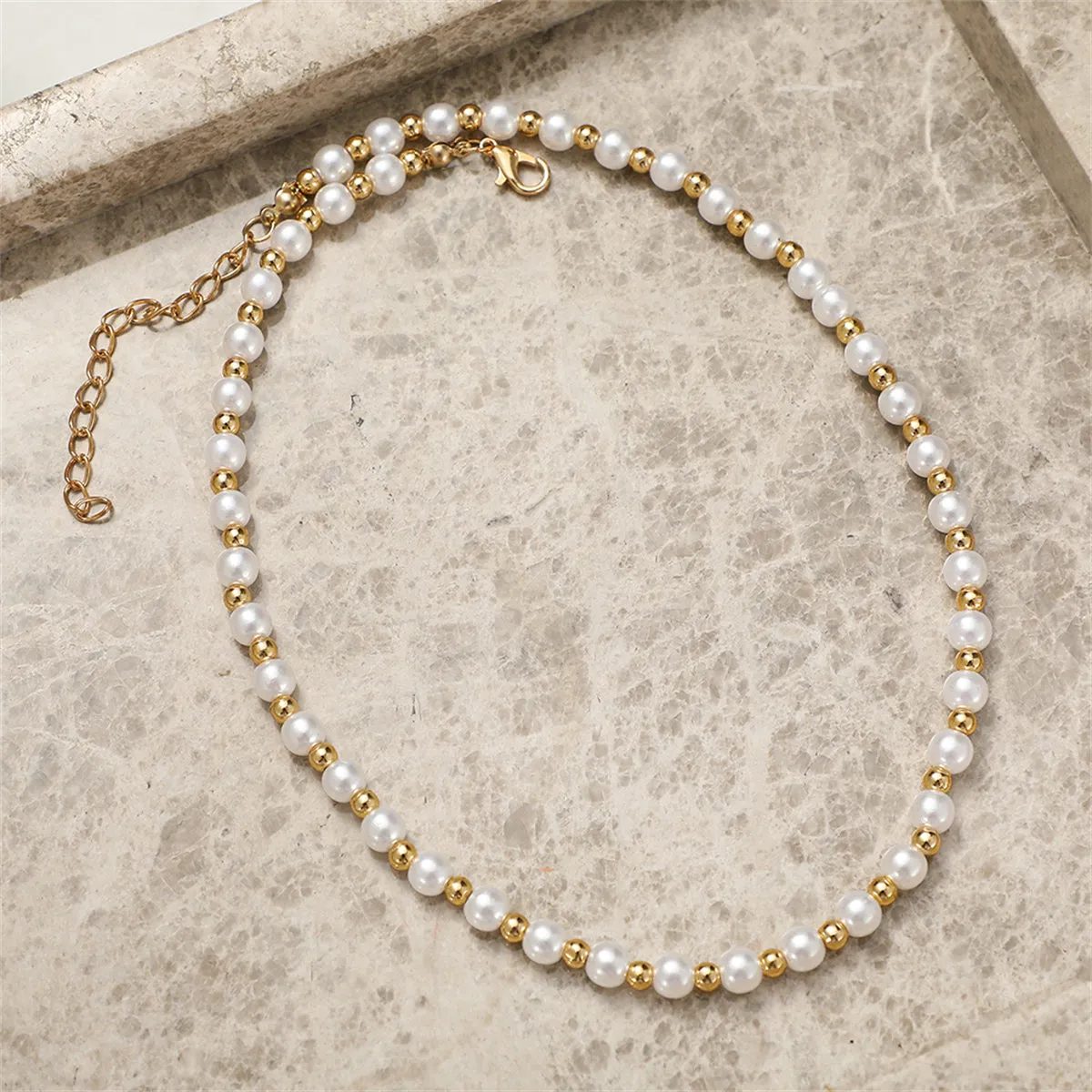 Pearl & 18K Gold-Plated Station Beaded Necklace