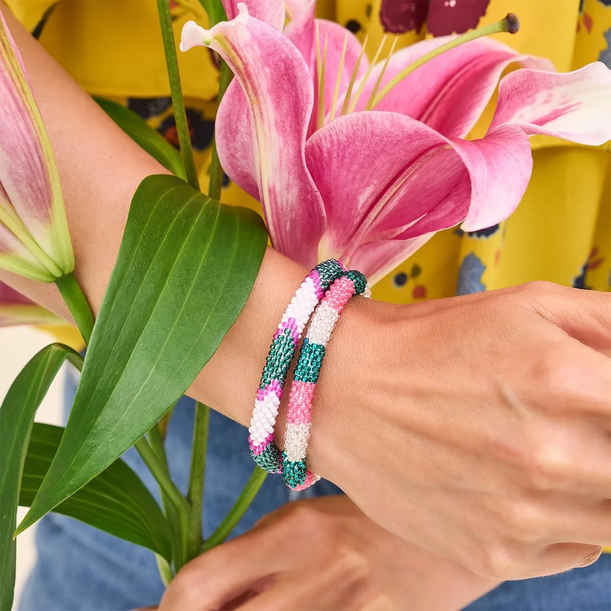 Pink Carnation | Himalayan Glass Bead Bracelet