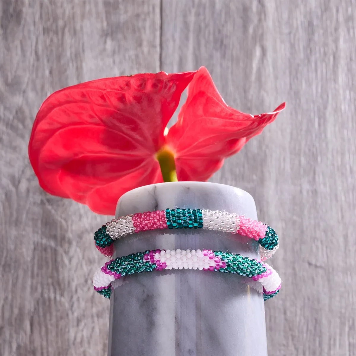 Pink Carnation | Himalayan Glass Bead Bracelet
