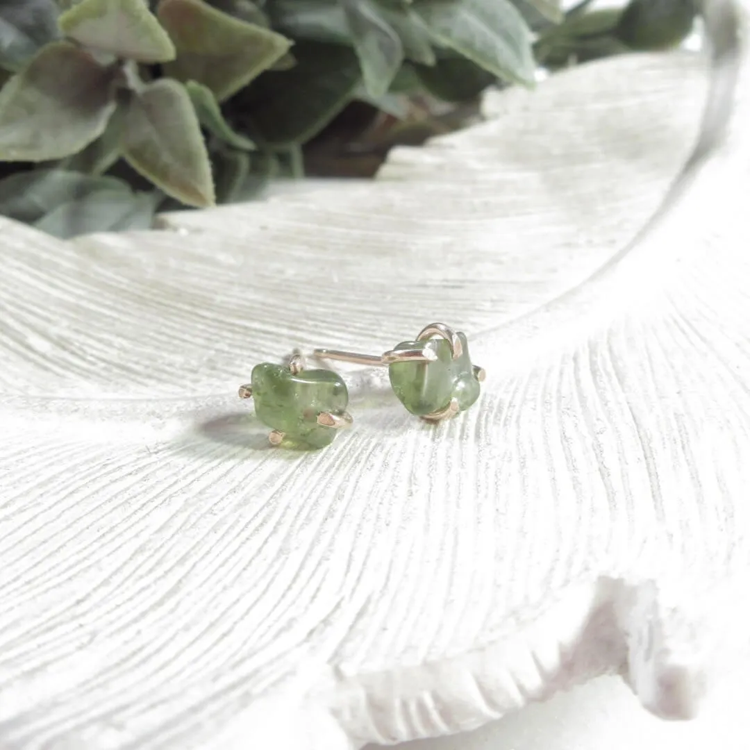 Post Earring Raw Gemstone Peridot Choose Your Metal