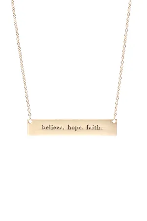 "Believe, Hope, Faith" Bar Necklace