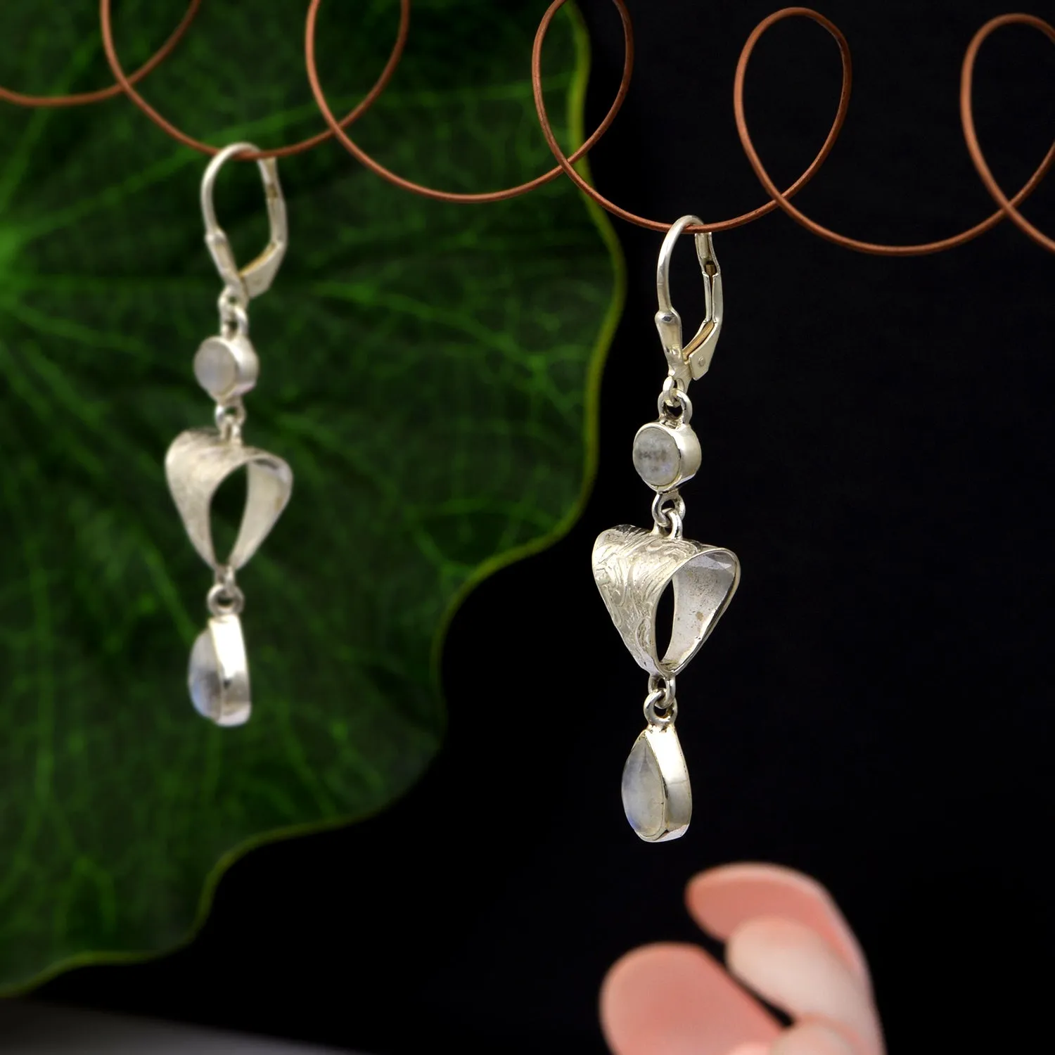 Rainbow Moonstone Handmade Dangle Earrings