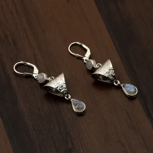 Rainbow Moonstone Handmade Dangle Earrings