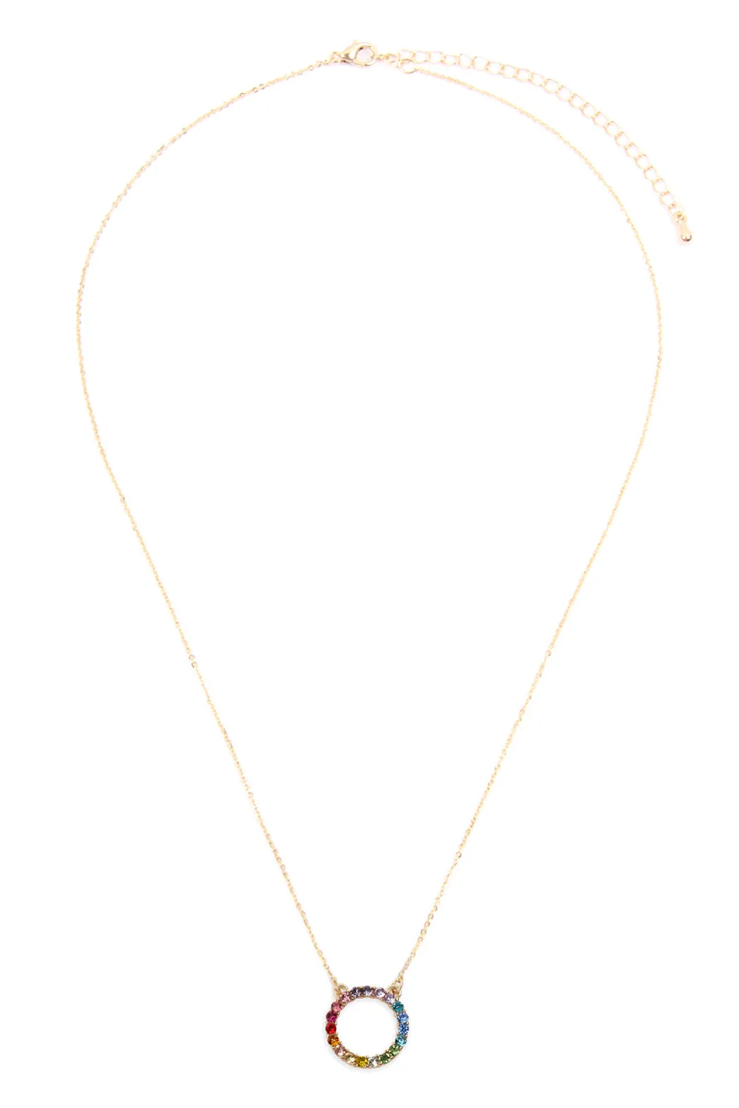 RAINBOW ROUND CUTOUT CHAIN NECKLACE