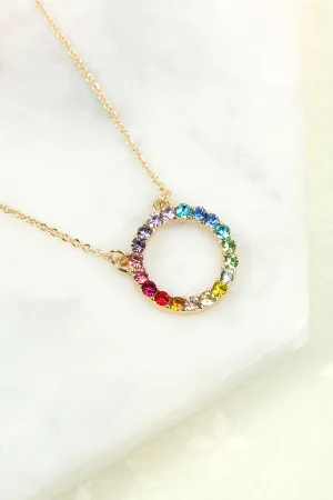 RAINBOW ROUND CUTOUT CHAIN NECKLACE