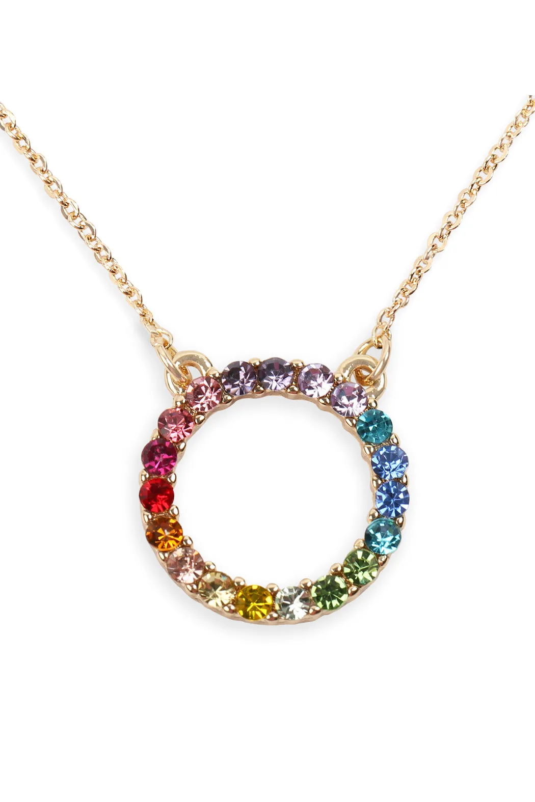 RAINBOW ROUND CUTOUT CHAIN NECKLACE