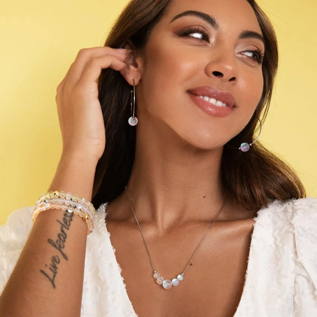 Rainbow White | .925 Sterling Silver | Mermaid Glass Infinity Clasp Necklace