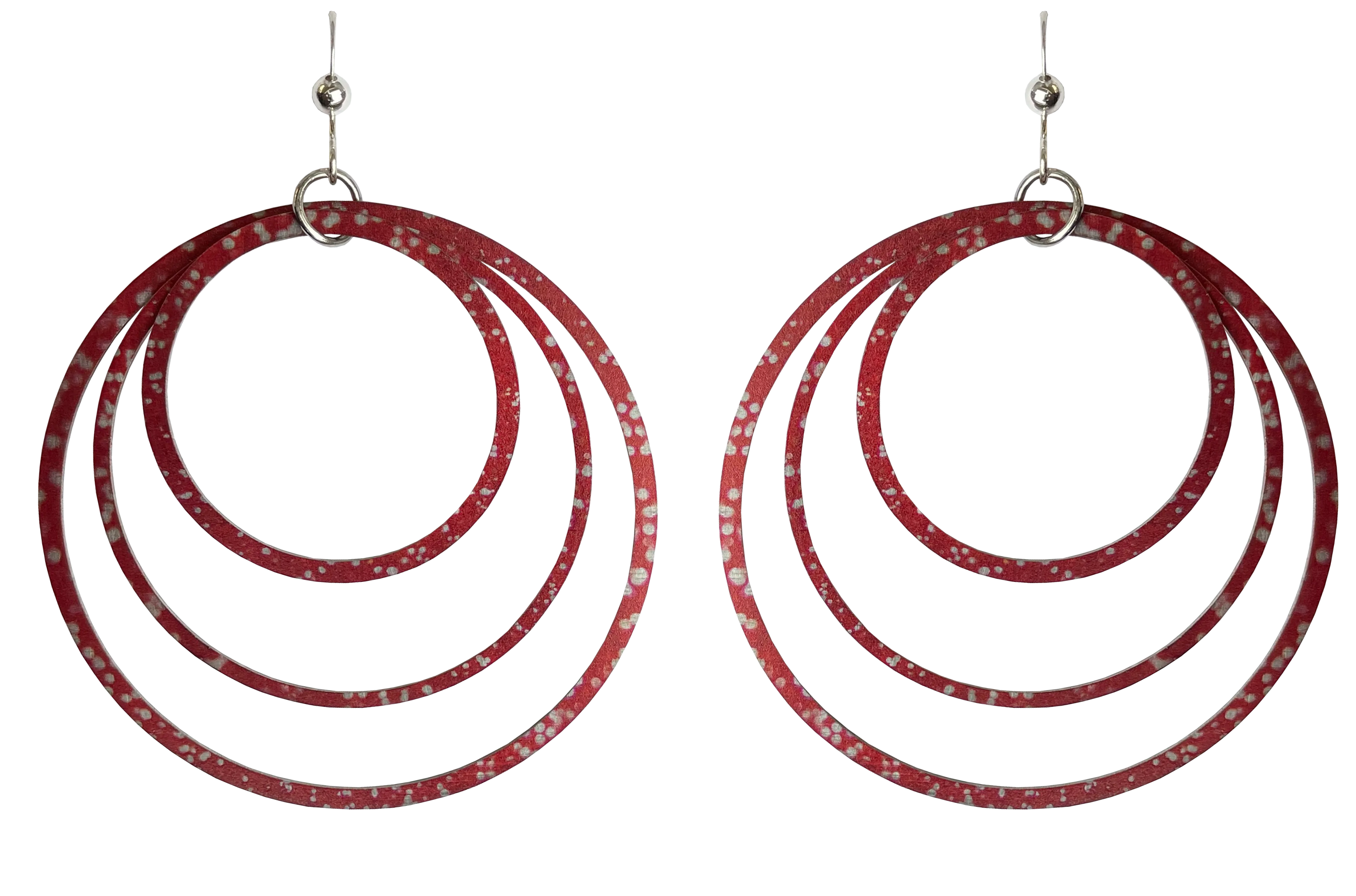Red Glitter Hoop Earrings by d'ears, sterling silver earwires