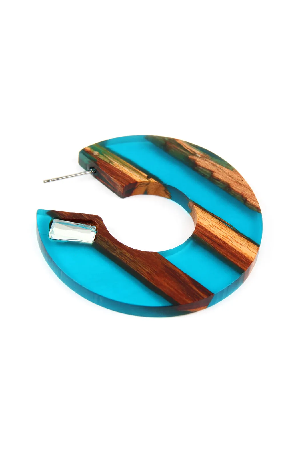 RESIN WITH WOOD POST HOOP EARRING
