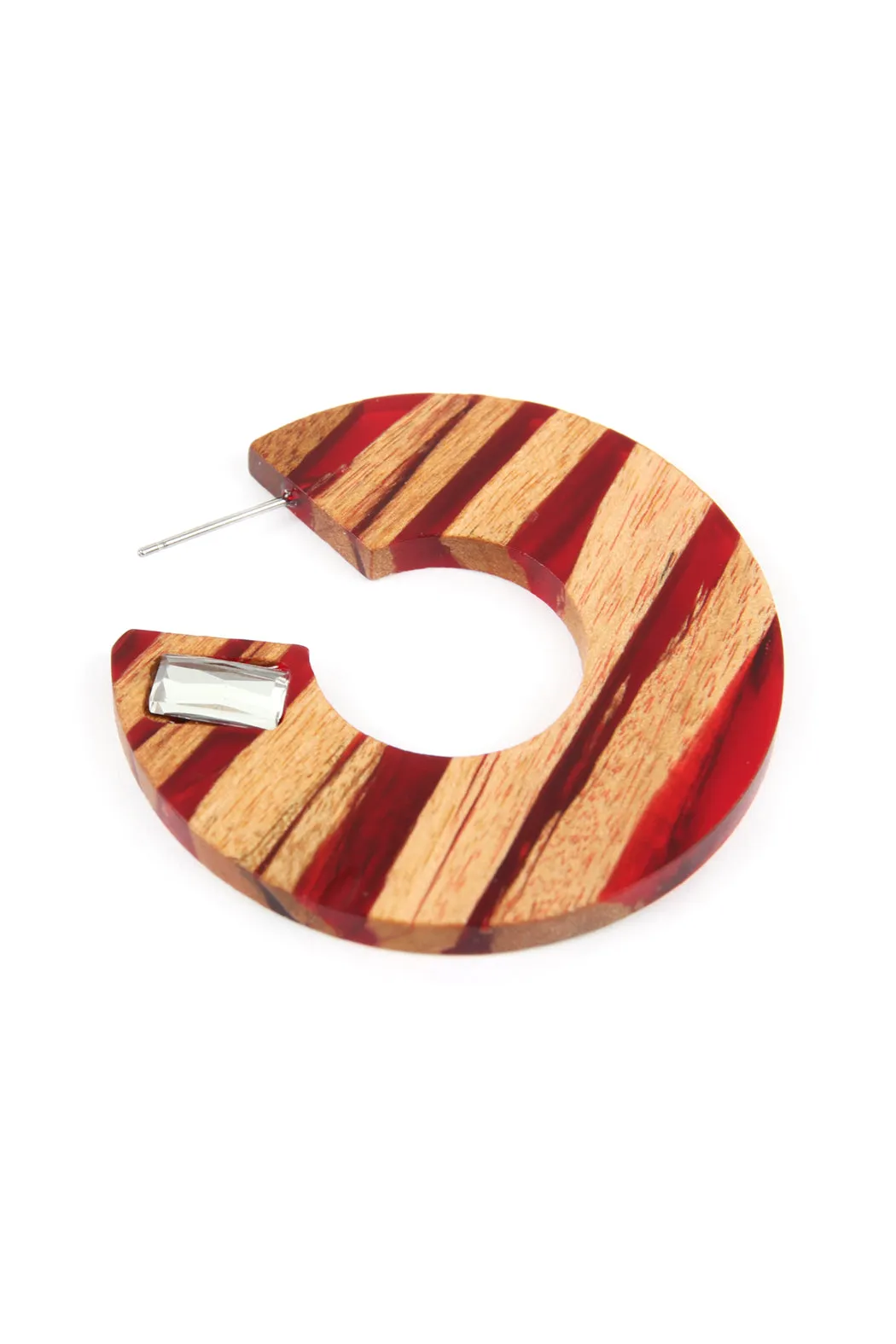 RESIN WITH WOOD POST HOOP EARRING