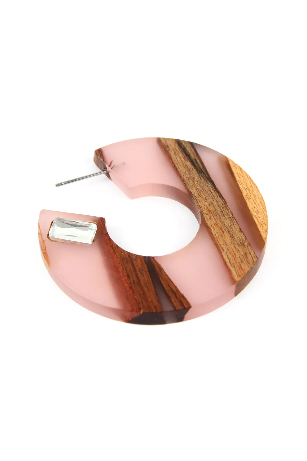 RESIN WITH WOOD POST HOOP EARRING