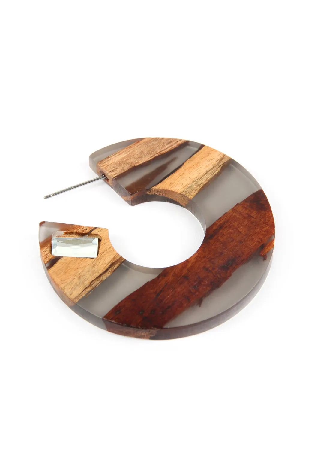 RESIN WITH WOOD POST HOOP EARRING