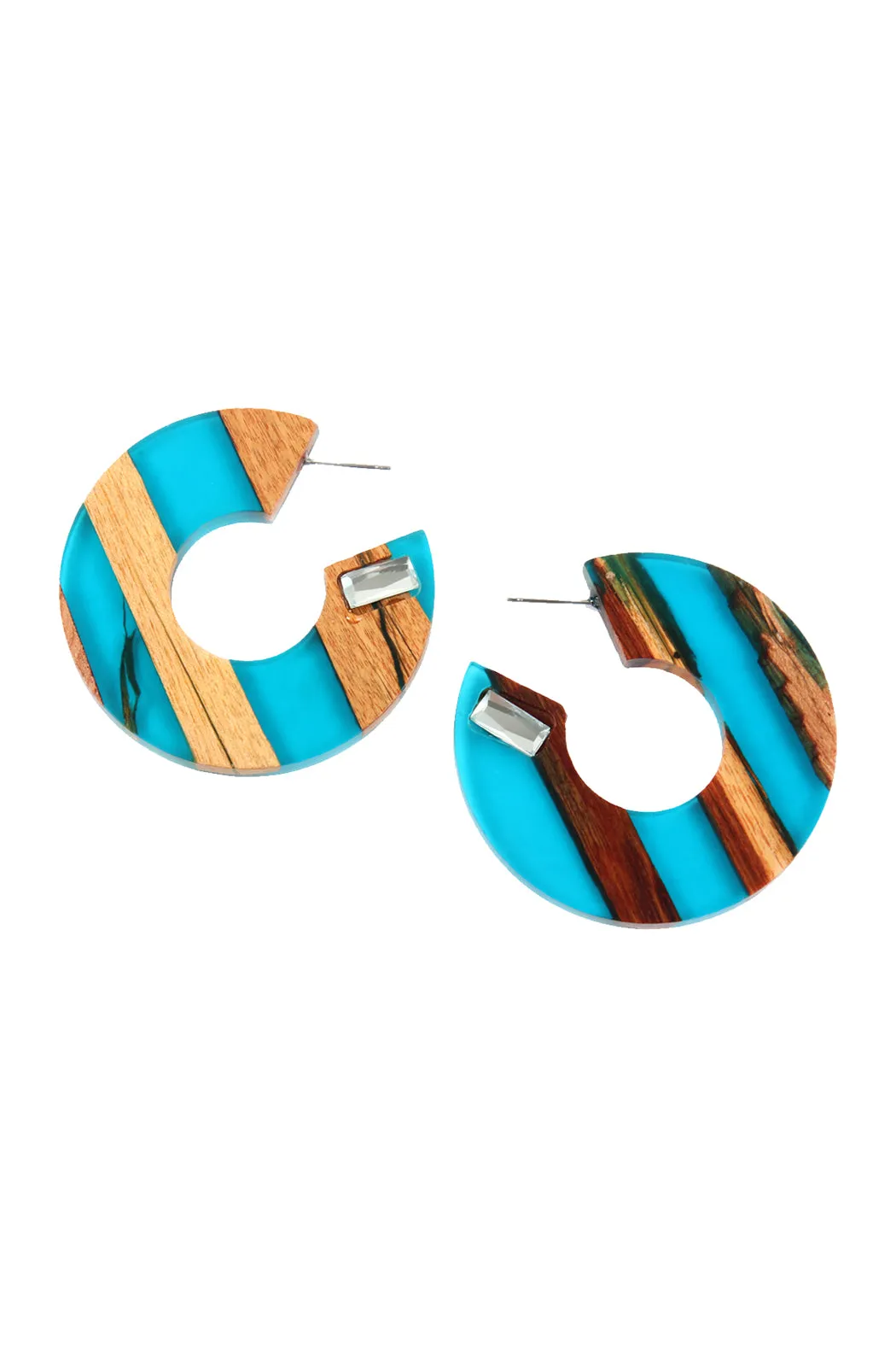 RESIN WITH WOOD POST HOOP EARRING