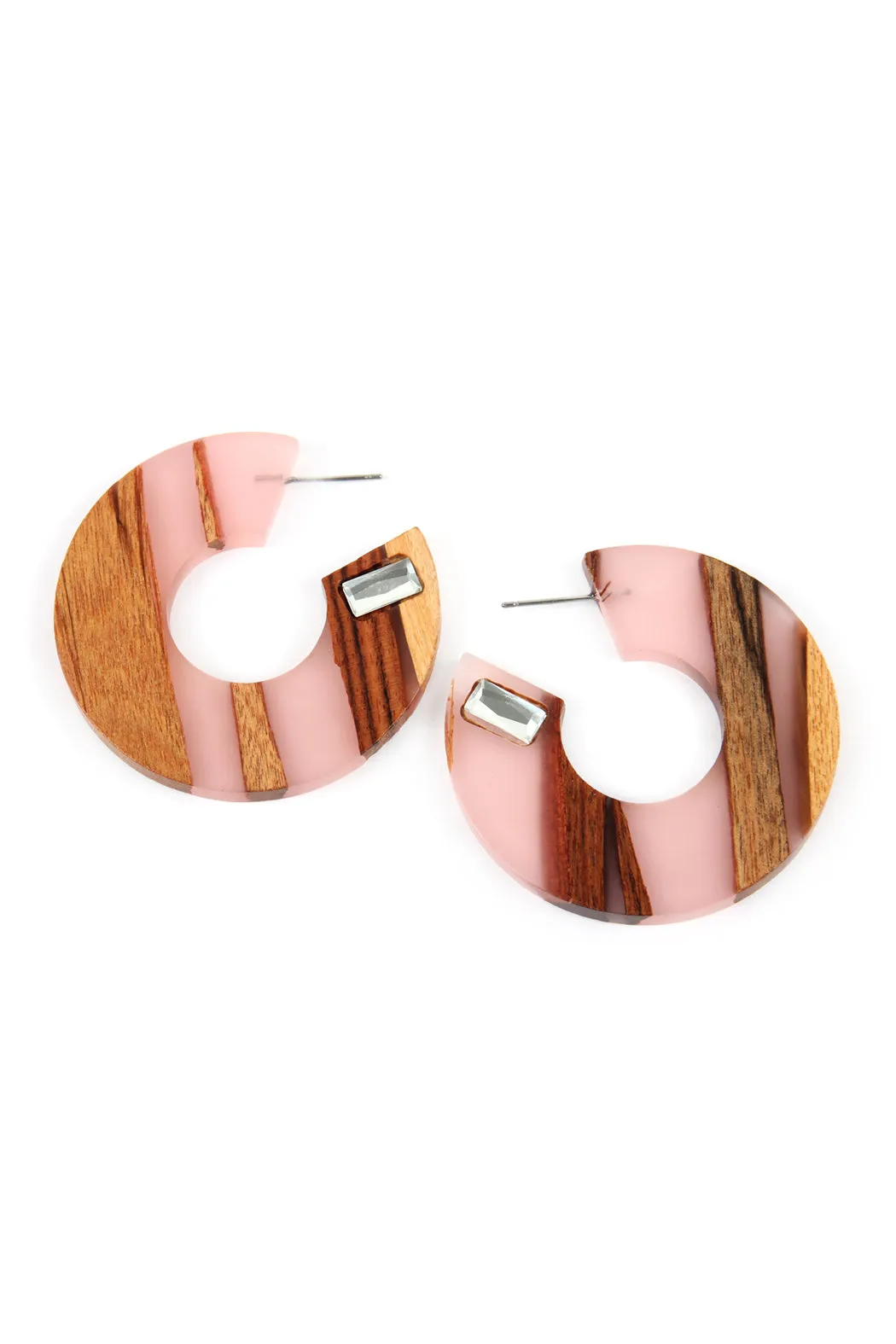 RESIN WITH WOOD POST HOOP EARRING