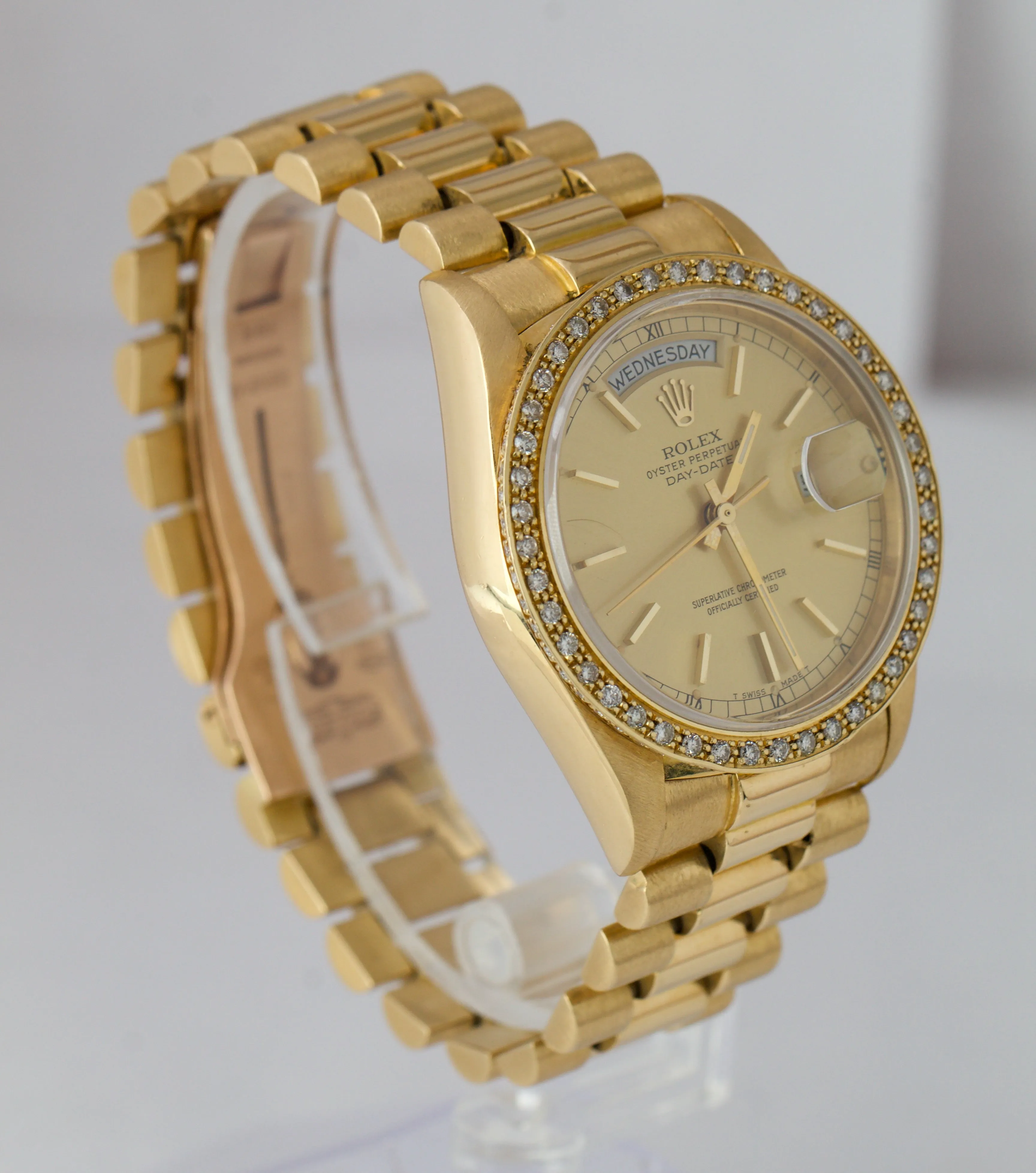 Rolex Day-Date President 18038 Diamond Champagne 36mm 18K Yellow Gold Watch