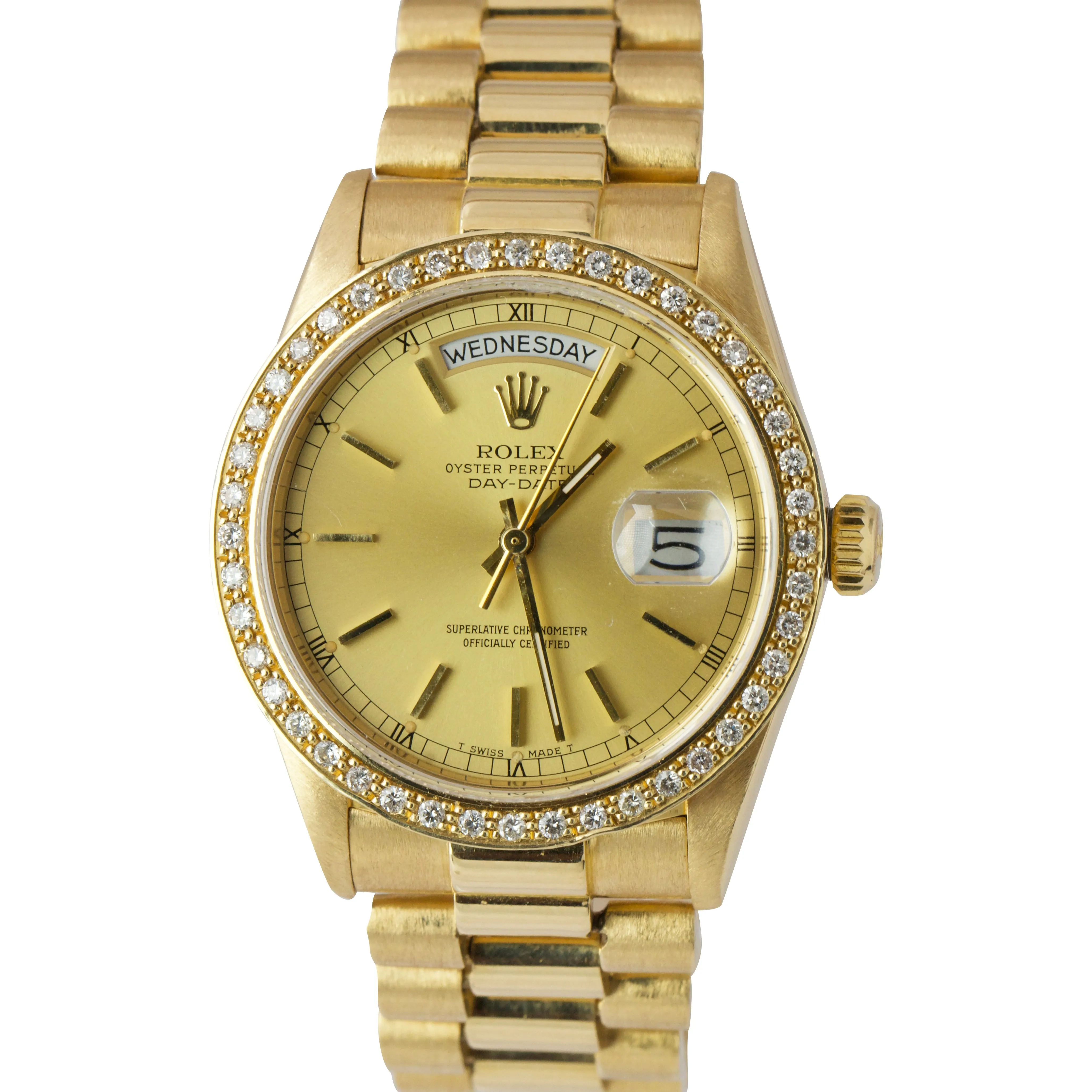 Rolex Day-Date President 18038 Diamond Champagne 36mm 18K Yellow Gold Watch