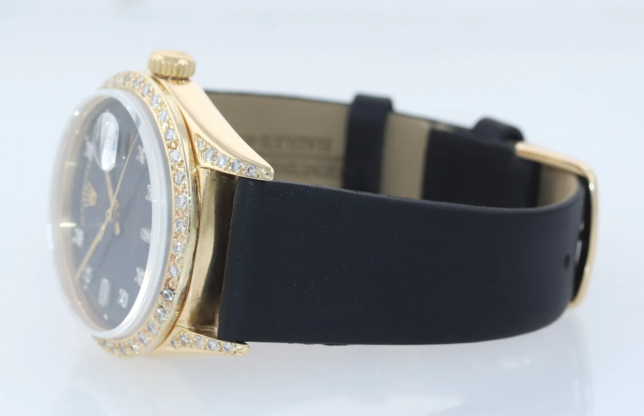 Rolex Day-Date President 36mm 1803 Black Diamond Bezel Lug 18K Yellow Gold Watch