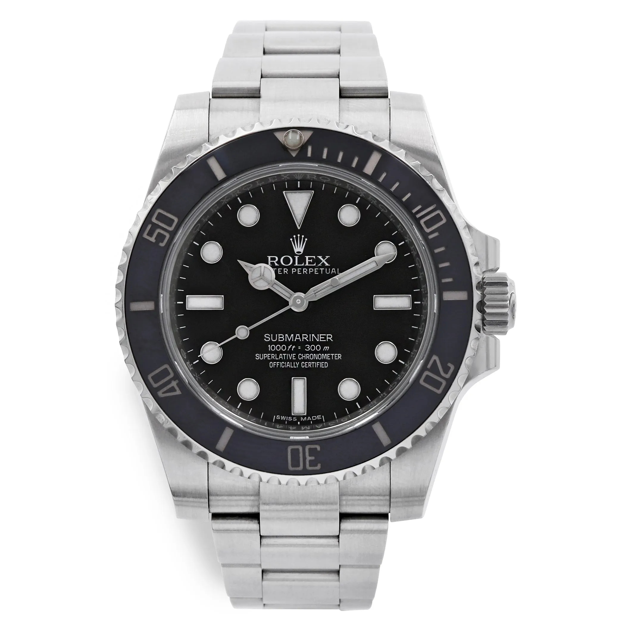 Rolex No Date Submariner 114060 Black Dial Automatic Men's Watch