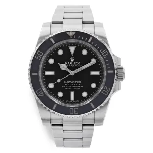 Rolex No Date Submariner 114060 Black Dial Automatic Men's Watch