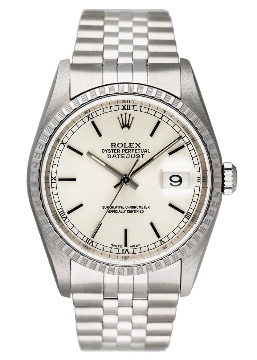 Rolex Oyster Perpetual Datejust 16220 Silver Dial Mens Watch.
