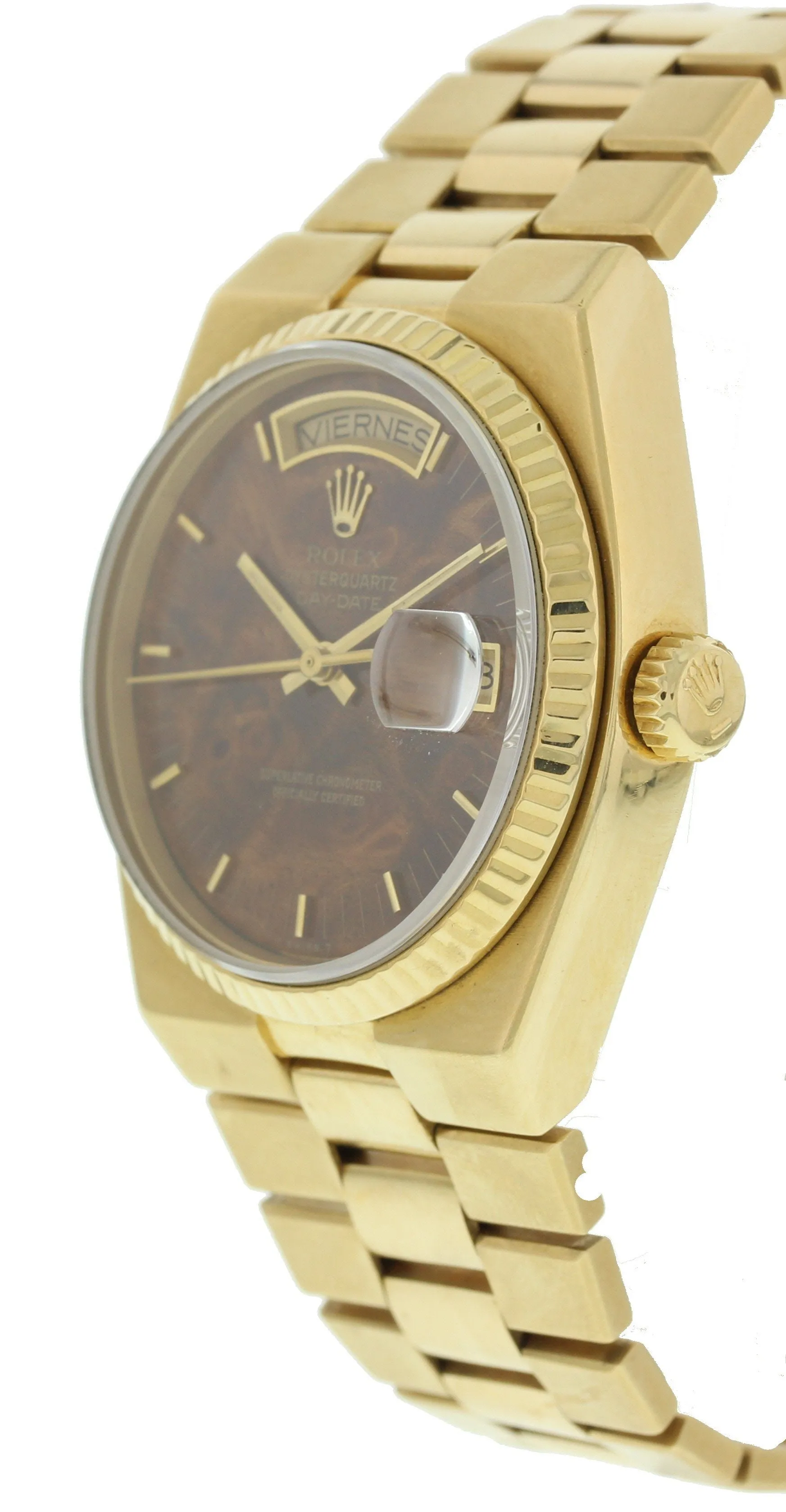 Rolex Oysterquartz Day-Date 18K YG 19018 Wood Dial