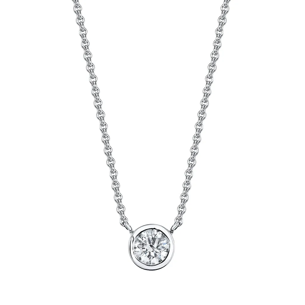 Rose Gold Bezel Set Single Diamond Necklace