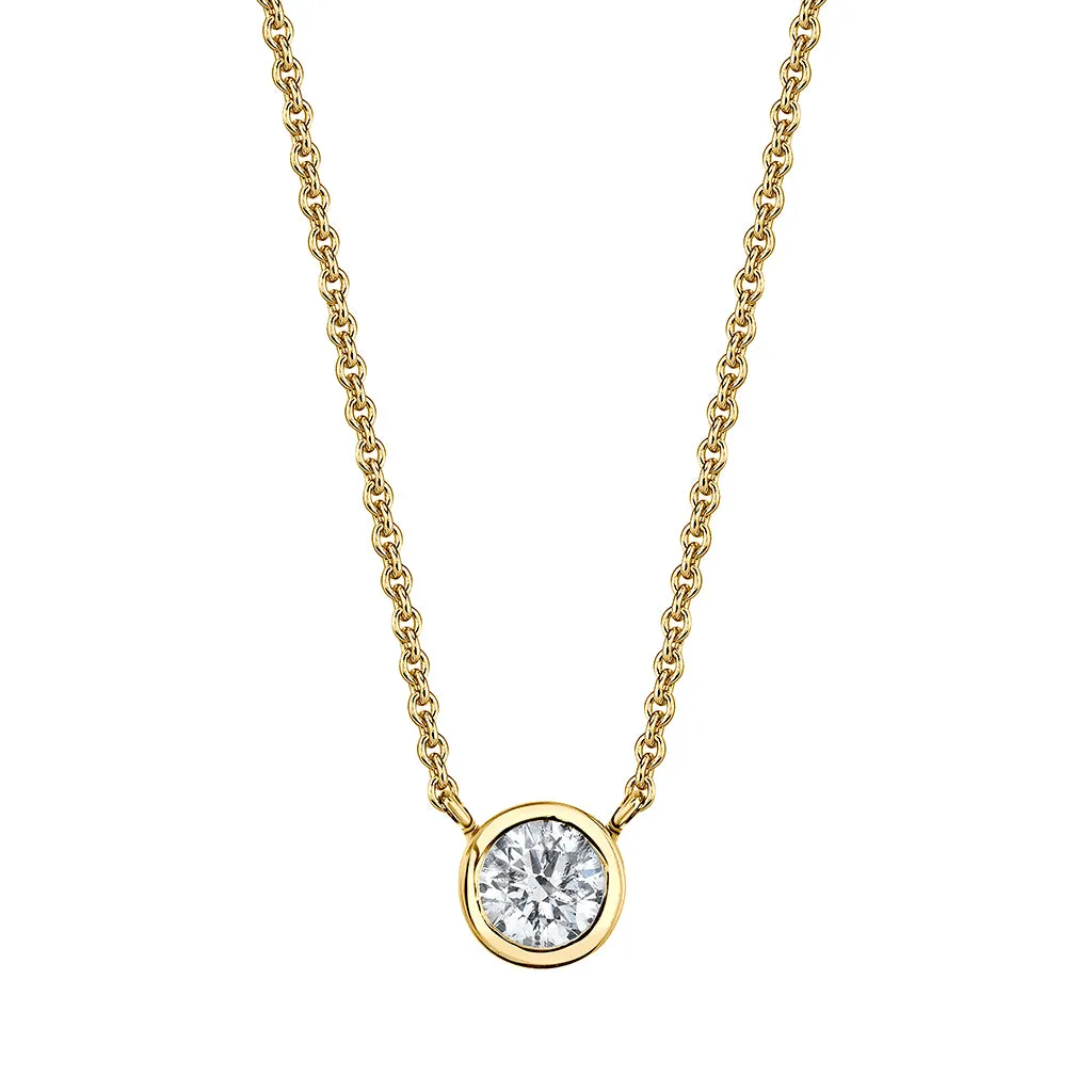 Rose Gold Bezel Set Single Diamond Necklace