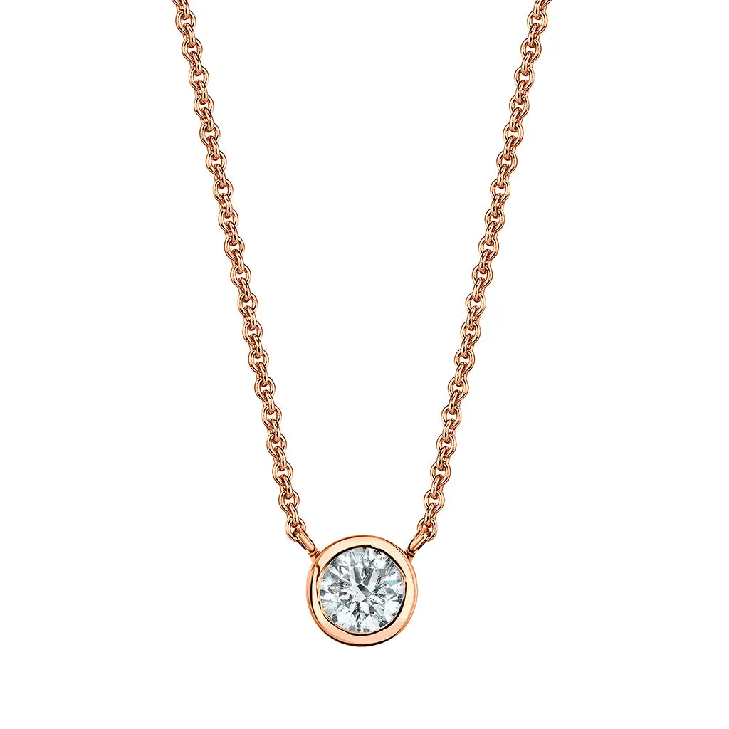 Rose Gold Bezel Set Single Diamond Necklace