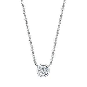 Rose Gold Bezel Set Single Diamond Necklace
