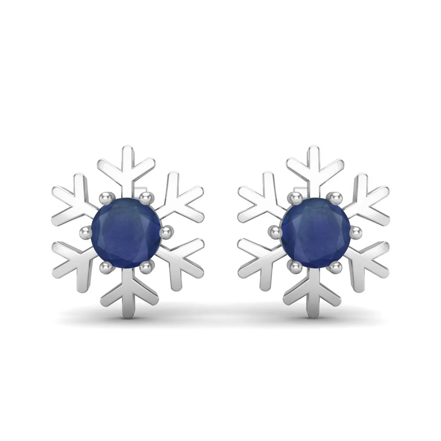 Round Blue Sapphire 925 Sterling Silver Stud Earring for Girls Minimalist Earrings Dainty Wedding Earrings