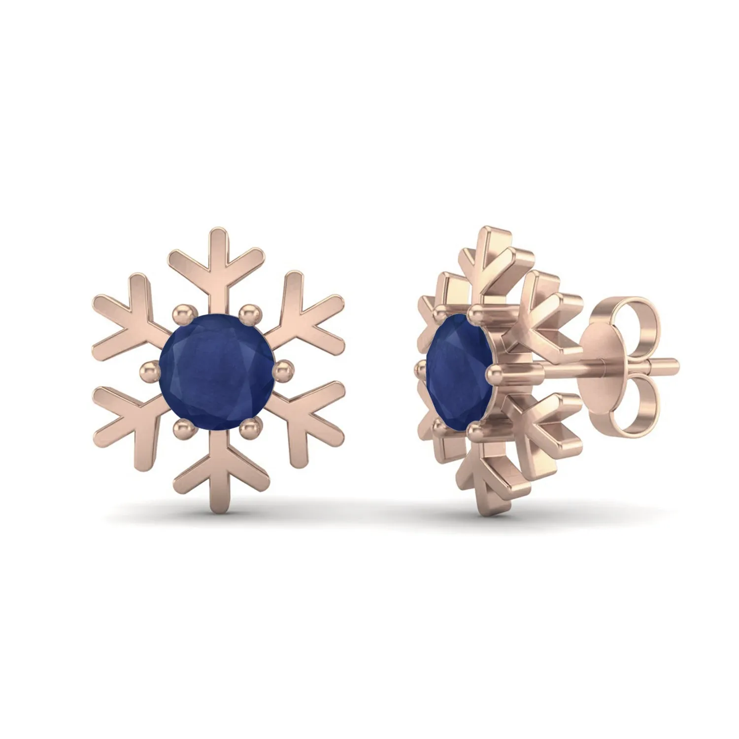 Round Blue Sapphire 925 Sterling Silver Stud Earring for Girls Minimalist Earrings Dainty Wedding Earrings