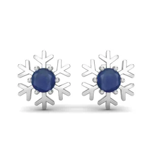 Round Blue Sapphire 925 Sterling Silver Stud Earring for Girls Minimalist Earrings Dainty Wedding Earrings