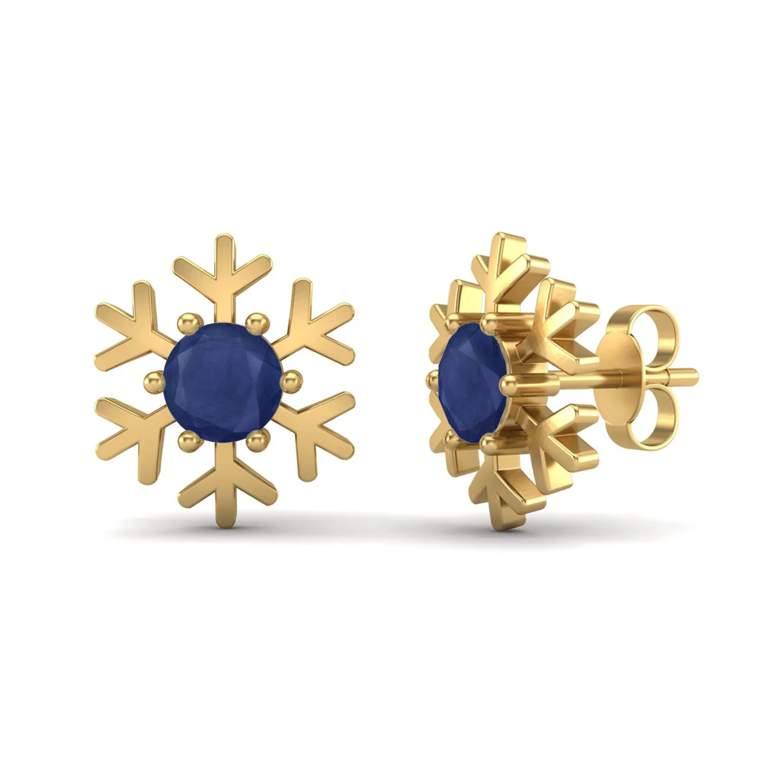Round Blue Sapphire 925 Sterling Silver Stud Earring for Girls Minimalist Earrings Dainty Wedding Earrings