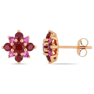Ruby Pink Sapphire Stud Earrings