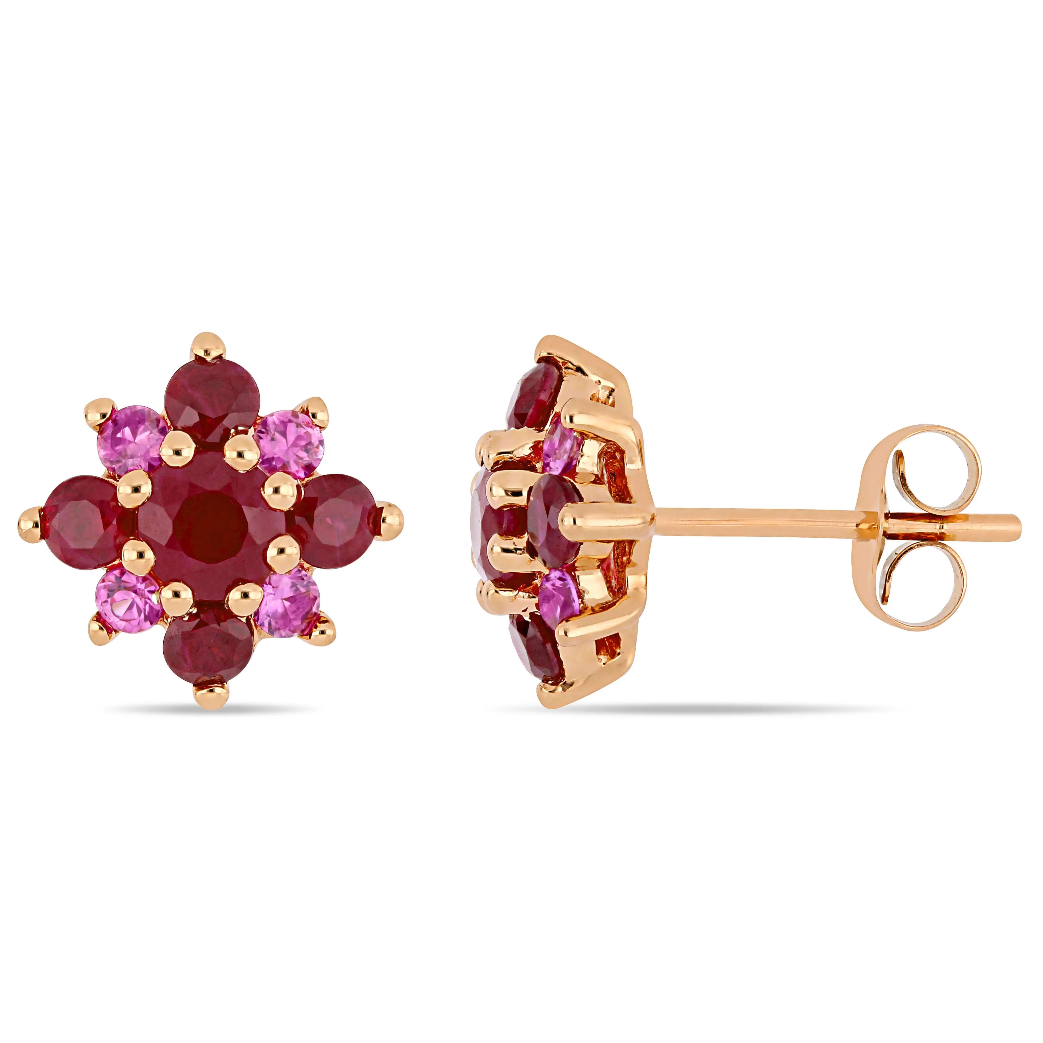 Ruby Pink Sapphire Stud Earrings