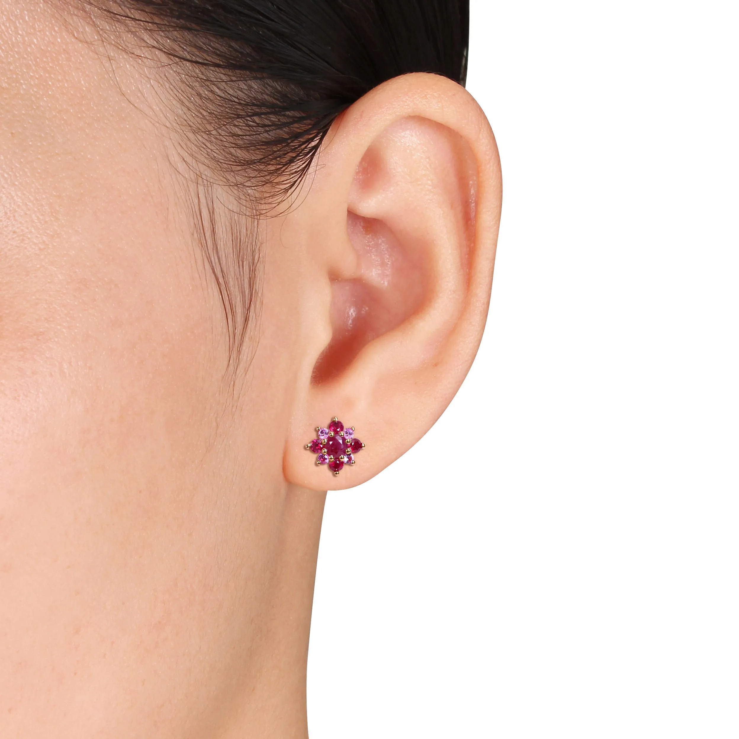 Ruby Pink Sapphire Stud Earrings