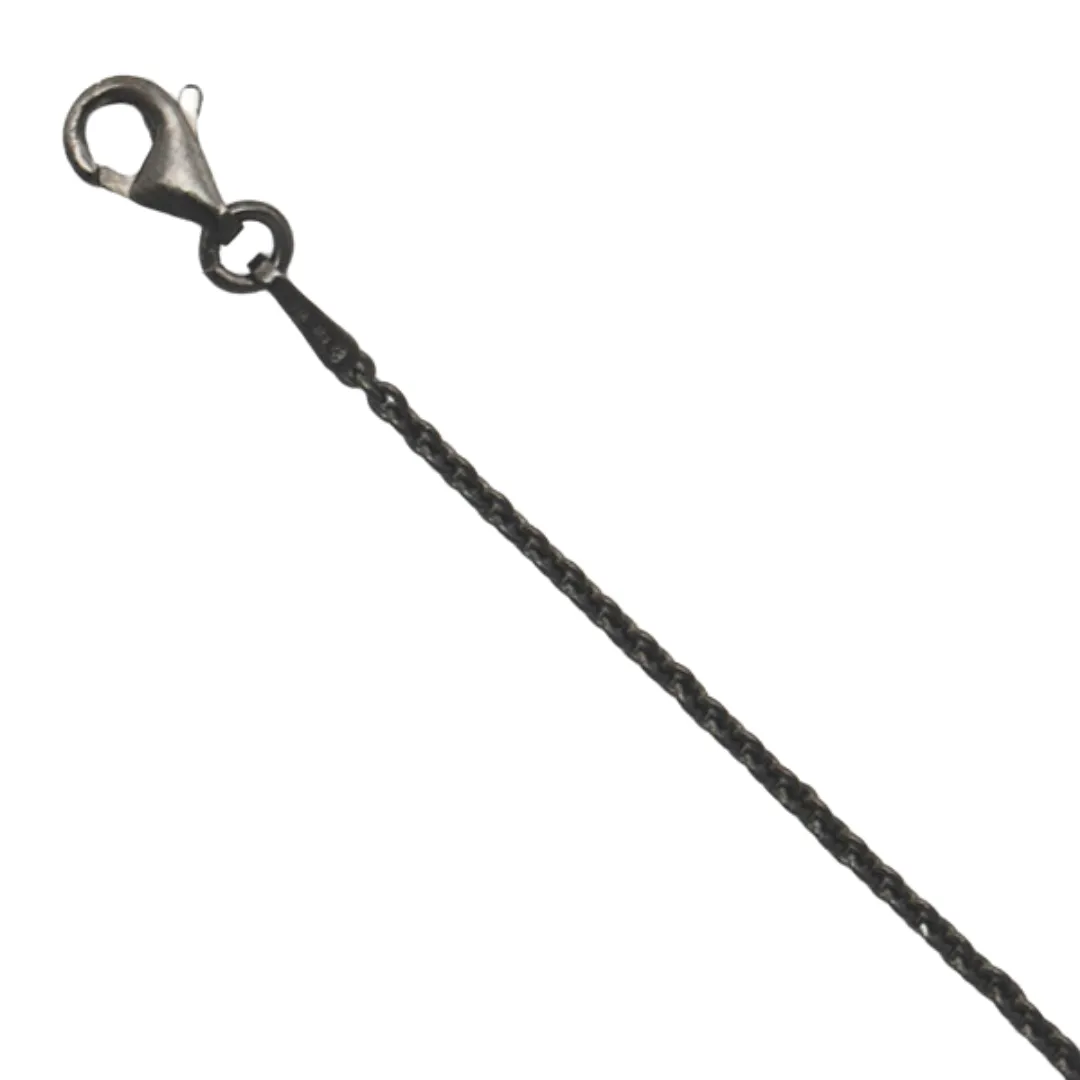 Ruthenium Sterling Silver Round Cable 18" Chain