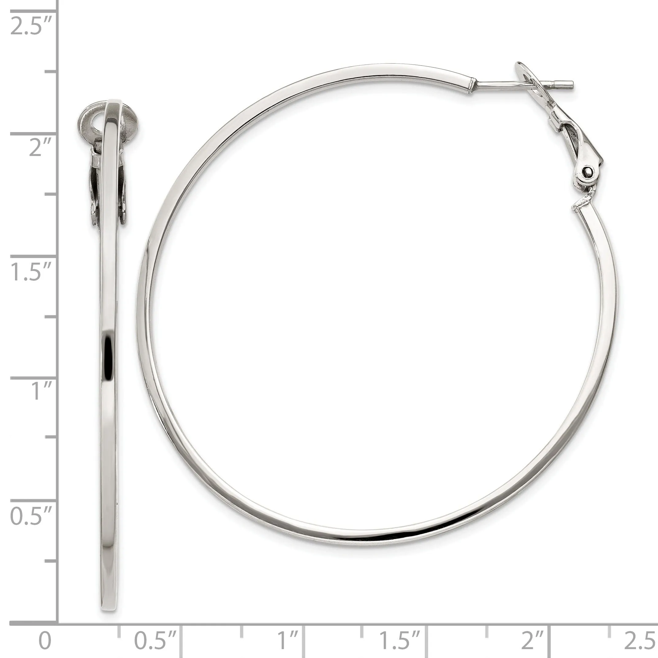 Silver Hollow Omega Clip Back Hoop Earrings