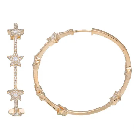 SIRIUS STAR DIAMOND INSIDE OUT HOOP EARRINGS