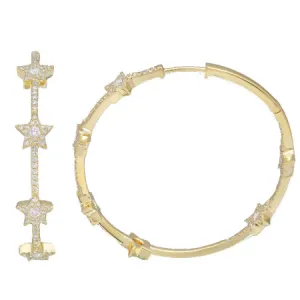 SIRIUS STAR DIAMOND INSIDE OUT HOOP EARRINGS
