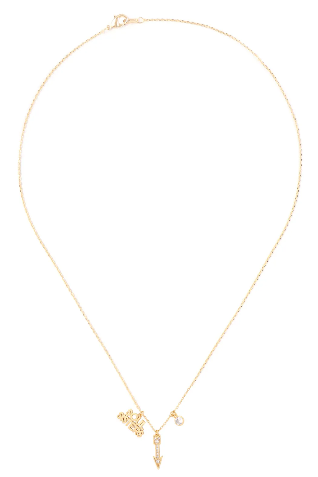 SOUL SISTERS ARROW CUBIC ZIRCONIA PENDANT NECKLACE