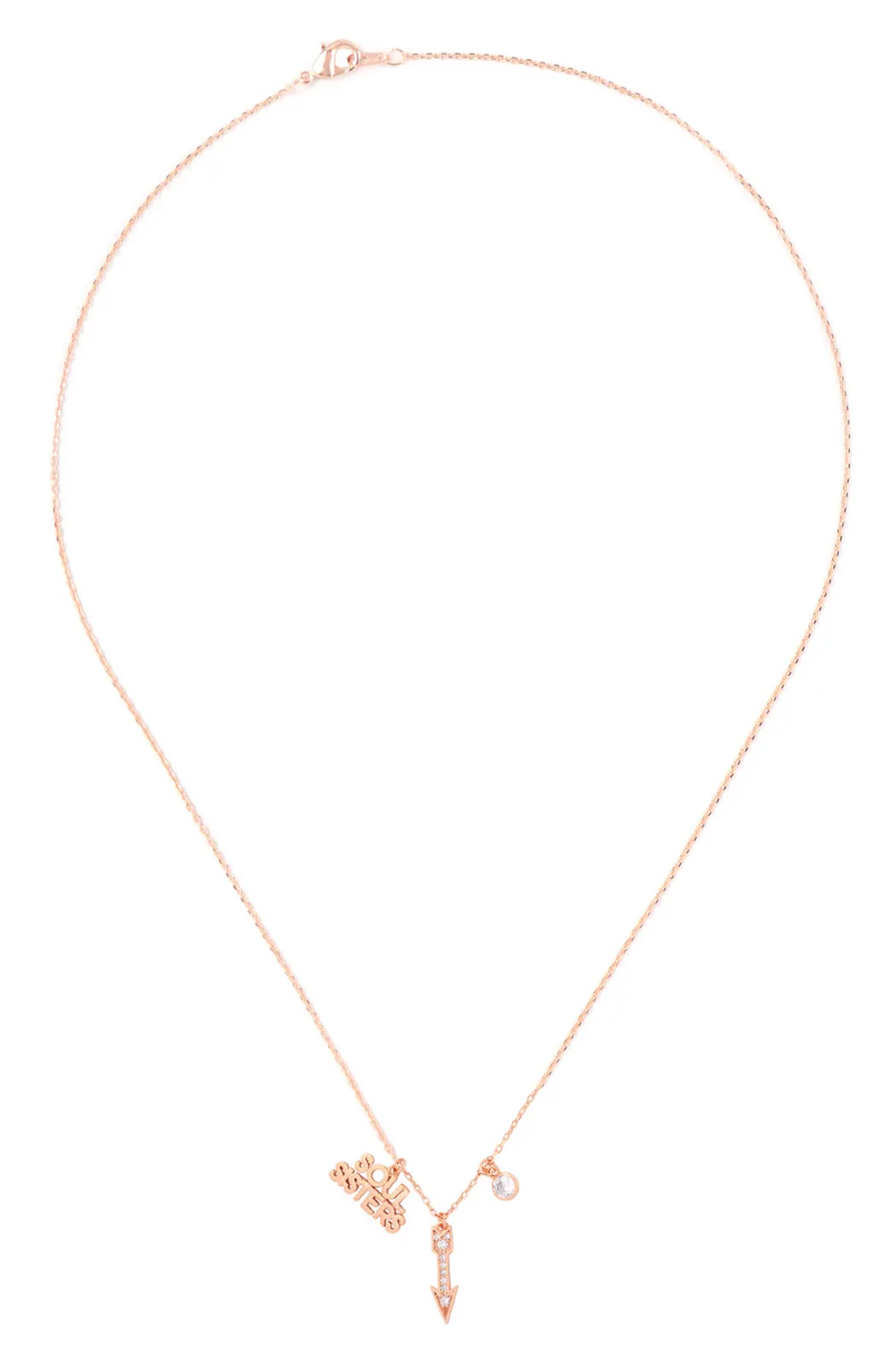 SOUL SISTERS ARROW CUBIC ZIRCONIA PENDANT NECKLACE