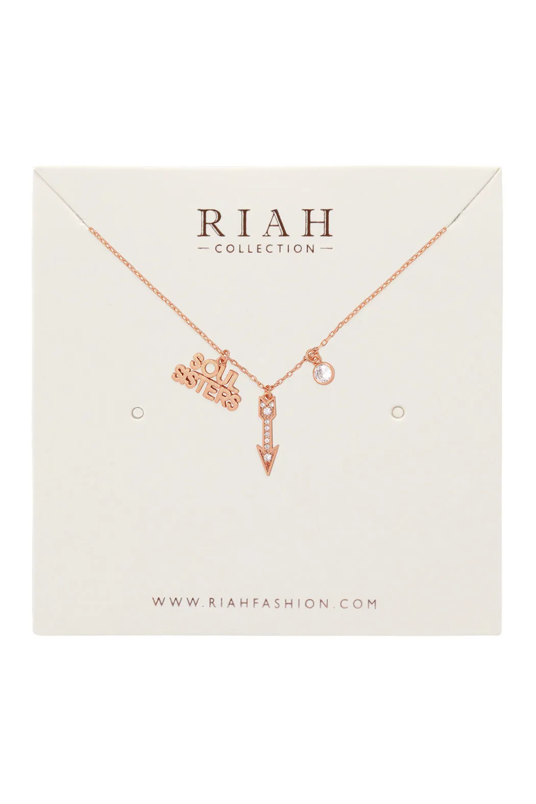 SOUL SISTERS ARROW CUBIC ZIRCONIA PENDANT NECKLACE